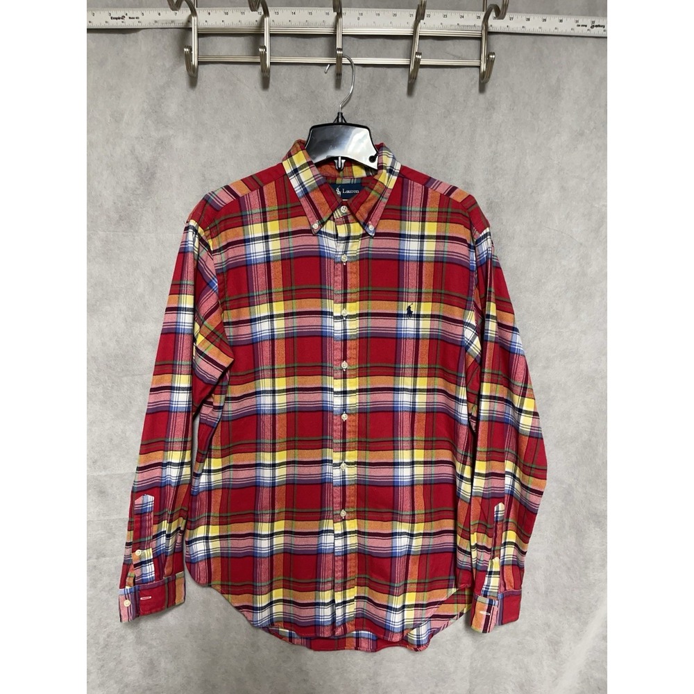 VTG Ralph Lauren Shirt Men L Winter Flannel Plaid Academia Casual Work Button Up - Picture 2 of 9